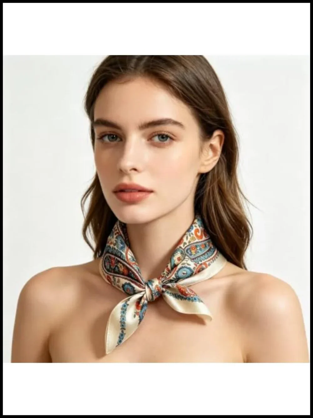 100% Pure Mulberry Silk Small Square Scarf 21x21 Digital Printed Neckerchief